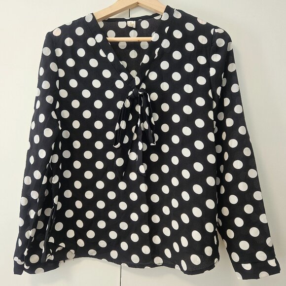 Polka Dot Blouse - Black and White - Picture 1 of 7